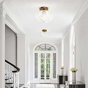 OYKYOHEI Globe Glass Semi Flush Mount Ceiling Light Fixture, Vintage Gold — photo 2 of 6