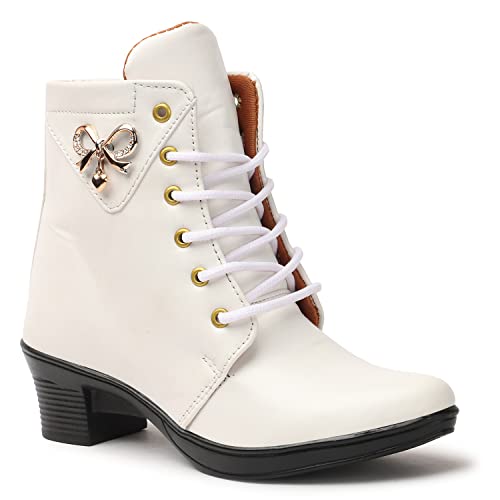 Image of KRAFTER Women's And Girls Classic Winter Suede velvet High heel Boots Casual, Outdoor and Holiday Outings