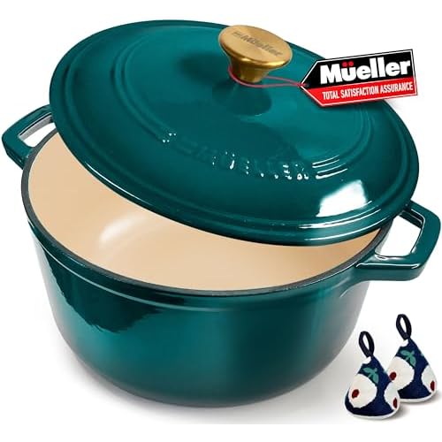 Mueller DuraCast 6 Quart Enameled Cast Iron Dutch Oven Pot with Lid