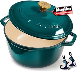 Mueller DuraCast 6 Quart Enameled Cast Iron Dutch Oven Pot with Lid