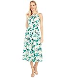 Vince Camuto Women's Printed CDC Halter Neck MIDI Dress, Green Multi, 12