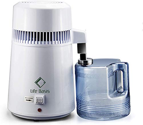LifeBasis - Destilador de agua con jarra colectora y destiladora de agua con un dispositivo portátil TDS de calidad del agua, medidor como regalo