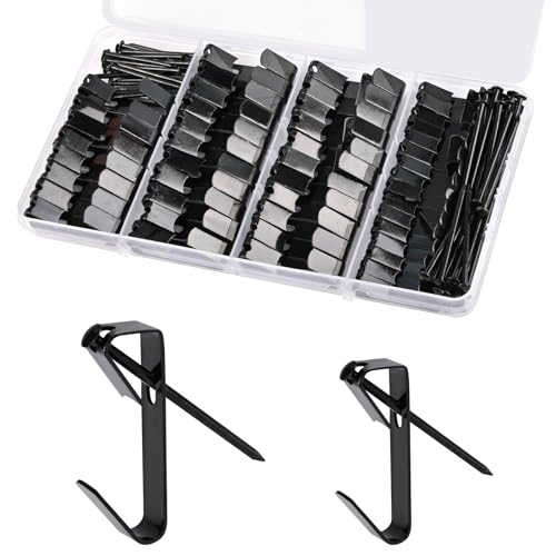 Image of Picture Hanging Hooks 106 Pieces,50lb 100lb Picture Hangers ,Nails Hanging Kit, Metal Picture Hangers for Drywall Wooden Wall,Black