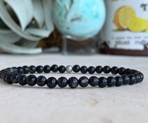 Precious-GEMS Jewelry Rare Hypersthene 4mm Round Bead Bracelet, Natural Stone Bracelet, Green Stone, Crystal Healing