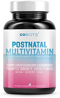 GOBIOTIX Postnatal Vitamin - Postpartum Vitamins for Energy, Mood, Breastfeeding Support - Lactation Supplement with Organic Herbs, Minerals, Nutrients for New Moms+Baby, Non-GMO Vegan, 60 Capsules