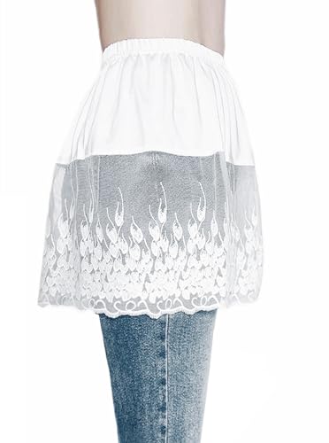 Image of Vanrose Jan Womens Lace Shirt Extender See Through Lace Underskirts Layering Half Slip Clothing Accessories