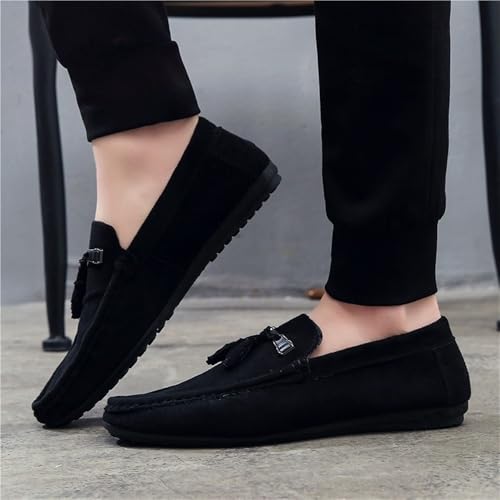 Lightweight Casual Slip-on Loafers Shoes for Men Round Toe Suede Vamp with Tassel Flat Heel Slip Resistant2