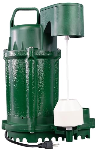 Zoeller 1-2 HP Submersible Sump Pump - 60 GPM, Cast Iron Construction – Basement Sump Pump with Non-Clogging Vortex Impeller (1075-0001)