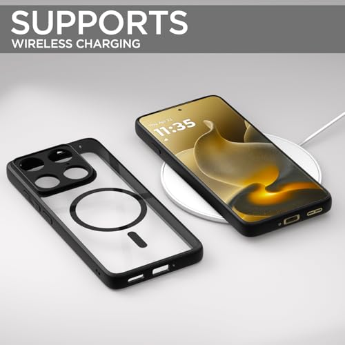 Image of Pikkme Back Cover for Motorola Moto Signature 5G Compatible with Mag-Safe | Shockproof Design | Hard Transparent Back Case (Black Mag-Safe)