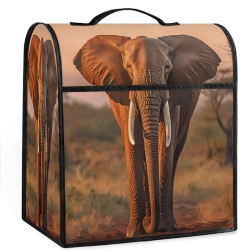Coffee Maker Cover Africa Elephant Animal Kitchen Appliance Covers Small Appliance Covers Blender Cover Juicer Cover Dust Covers for Kitchen Appliances with Top Handle and Pockets,Washable,B552