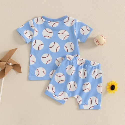 Toddler Baby Boy Baseball Outfit Short Sleeve T-Shirt Shorts Set 2Pcs Infant Baseball Clothing Summer Clothes3