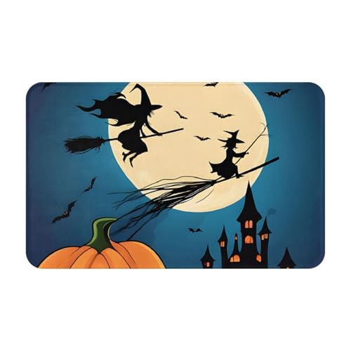 Pumpkin Halloween Print Living Room Bathroom Kitchen Anti Slip and Absorbent Carpet, Indoor Entrance Door Muddy Floor Mat, Ultra Soft Washable Carpet 21x31.5 Inches