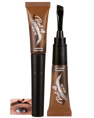Tattoo Eyebrow Gel Easy Peel Off, 2 Pcs Taupe Waterproof Eye Brow Tint Stain Peel Off, Professional Eye Brow Tinting Kit Last Up to 3 Days, Eyebrow Dye Makeup...