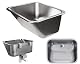 VBChome Ausgussbecken 55 x 45 x 22 cm aus Edelstahl mit Ablaufgarnitur