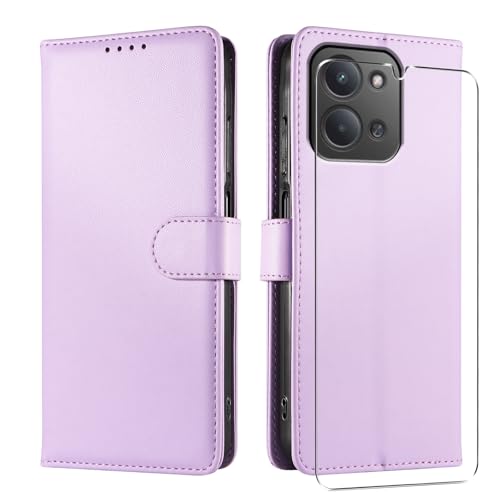 JUNETOP Funda para Xiaomi Redmi 15C / Poco C85 con Protector de Pantalla, Carcasa Libro con Tapa Piel Cuero PU de Calidad [Protección RFID]   Lila