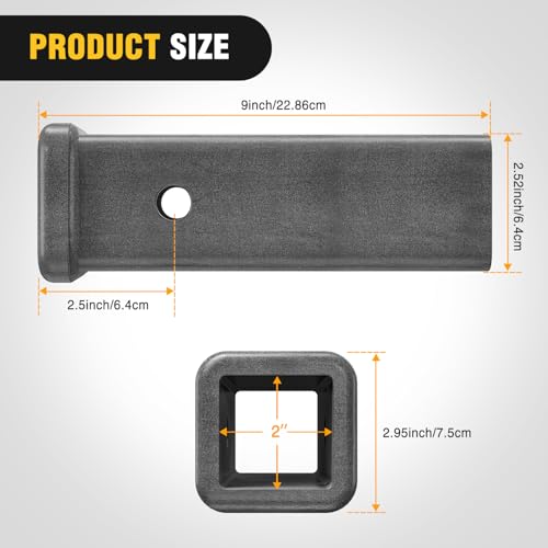 Image of Nilight Hitch Adapter 2 inch x 9 inch Combo Bar Trailer Receiver Tube Weld-on Raw Steel Hitch Bar