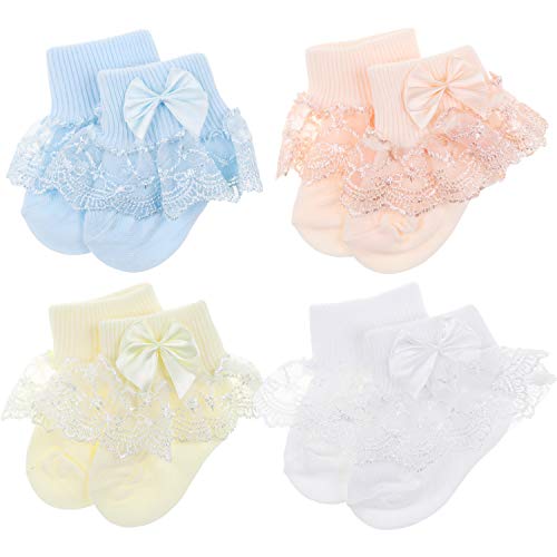 BQUBO Baby Girls Socks Infant Lace Sock Newborn Socks Eyelet Ankle Dress Sock