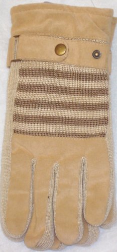 Suede and Microfiber Lined One Size Beige Color Mans Ski Gloves