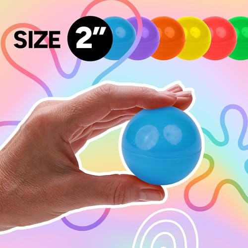 Image of Entervending Empty Clear-Colored Round Capsules 2 inch 25 pcs Bulk 7 Colors Capsule for Toy Gumball Machines Plastic Containers Surprise for Kids Party