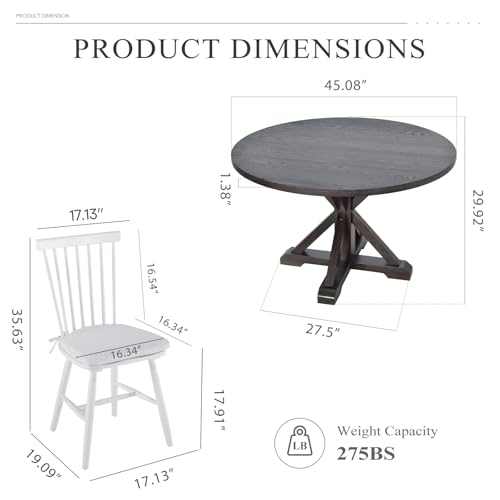 Colamydiningtablesetfor445inchroundkitchendiningtablewithchairswoodendiningtablewith4windsordiningchairsforkitchendiningroomrestaurantbrownwhite Urban Country Home Decor Colamy dining table set for 4 45 inch round kitchen dining table with chairs wooden dining table with 4 windsor dining chairs for kitchen dining room restaurantbrownwhite urban country home decor