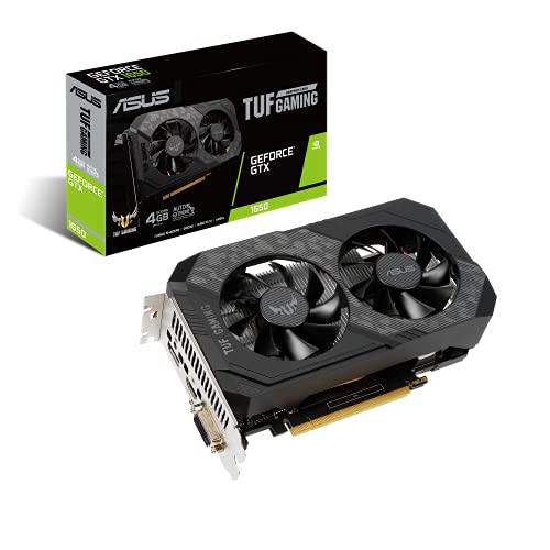 Image of ASUS TUF Gaming GeForce GTX 1650 4 GB GDDR6 RAM Non LHR Graphic Card 128 Bit 896 CUDA Cores Dual Fan 3 Years Warranty 4K PC Computer Gaming Video Editing Mining (TUF-GTX1650-4GD6-P-GAMING) pci e