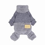 Fitwarm Turtleneck Knitted Dog Clothes Winter Outfits Pet Jumpsuits Cat Sweaters Grey Small