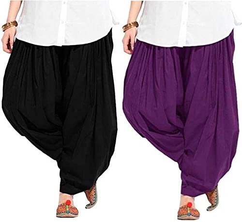 NOBHOB woman's plain cotton patiala salwar combo of 2 (free size) patiala || patiyala || patiala pants || cotton patiala || patiala combo (multicolour)