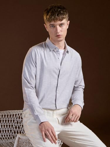 Image of THE BEAR HOUSE Men's Pure Cotton Solid Slim Fit Shirt