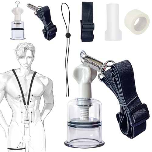 Penis Extender Stretcher Kit for Men - 3in1 Penis Cock Training Stretching Set with Silicone Sleeve Pump and Neck & Leg Straps Dual-Wear Traction Device Adult Sex Toys for Male Penis Enlarger Exercise