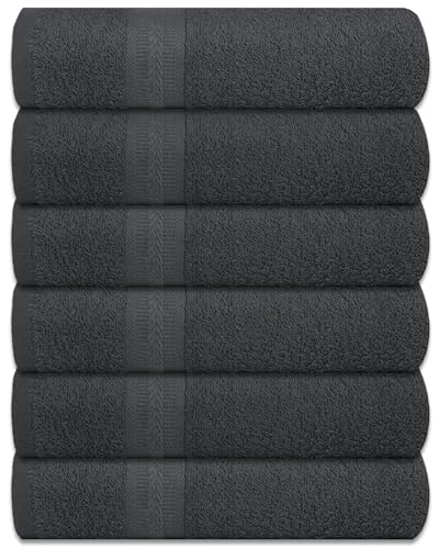 Bath Towels Pack of 6 – 24x48 Inches – Soft, Quick Dry & Highly Absorbent – 100% Cotton Towels for Bathroom, Spa, Gym & Hotel – Charcoal Grey