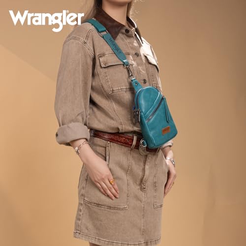 Image of Wrangler Small Sling Bag for Women, Leather Crossbody Bags Cross Body Purse Fanny Packs with Adjustable Strap for Gift