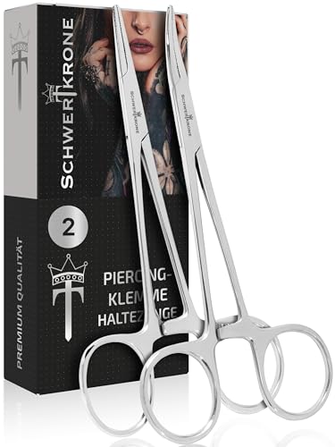 SCHWERTKRONE Multifunktionszangen Set, gerade und gebogen, 14 cm, aus Edelstahl, für Nähen, Schmuck, Piercing und Angeln