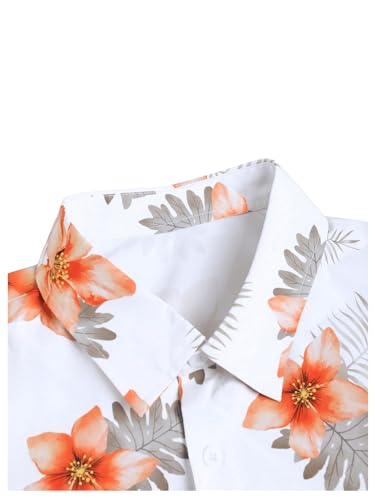 GORGLITTER Men's Hawaiian Matching Set Summer Beach 2 Piece Outfits Flower Button Down Shirts and Shorts Set4