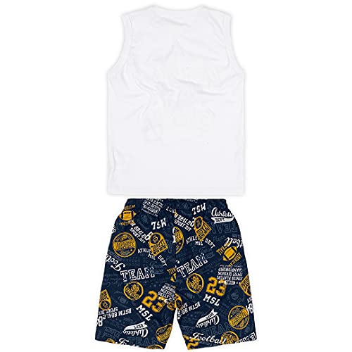 Conjunto camiseta regata + bermuda em moletom leve Marisol Play meninos, Branco, 8