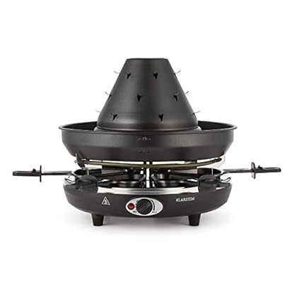 Klarstein Taste Volcano - Raclette, Tischgrill, Elektrogrill, Tartarenhut, 1500 Watt, stufenlos regelbar, Grillen, Überbacken, Grillpfännchen, für 6 Personen, Antihaftbeschichtung, schwarz – Bild 5