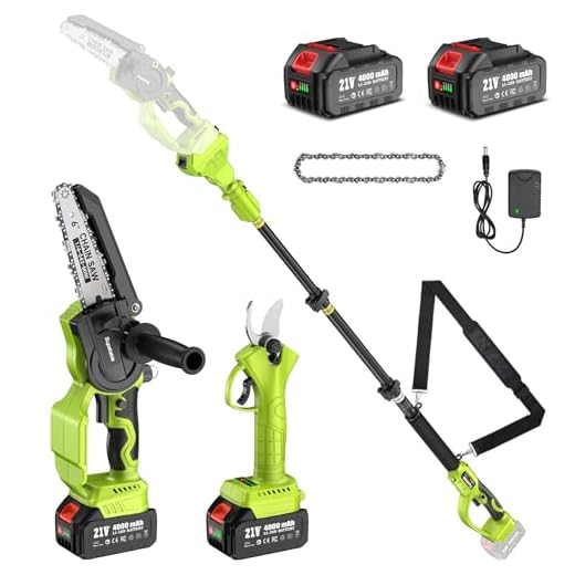 Supstable Motosega a Batteria Telescopica 6 Pollici & 33 mm Forbice Potatura a Batteria, 4 in 1 Kit Motosega e Forbici con 8000 mAh Batterie, Asta Telescopica 4,8 m, Regolazione Catena Senza Attrezzi