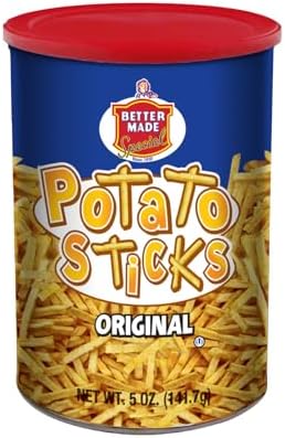 Better Made Potato Sticks 5oz Canister - Shoestring Potato Sticks - Gluten Free - Crunchy, Crispy Snack from Fresh Potatoes - Resealable Lid (Original, Single Can)