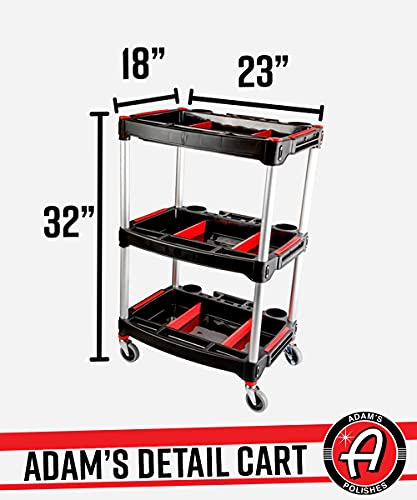 Adam's Polishes Standard Detailing Cart, Custom Mobile Rolling Utility Detailing Tool Cart Organizer for Garage DIY Home Projects, Extra Storage for Mechanics & Detailers During Repairs Car Wash/Wax