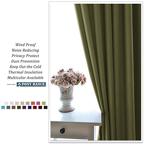 image for PONY DANCE Blackout Kitchen Curtains - Window Drapes Rod Pocket & Back