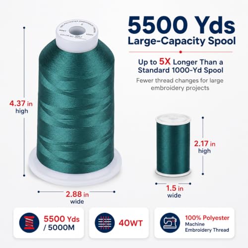 Image of Simthread 5000M 40WT Polyester Embroidery Thread, S057 | 5000M 40WT polyester thread feeds smoothly for machine embroidery, monograms, logos, patches and quilting.