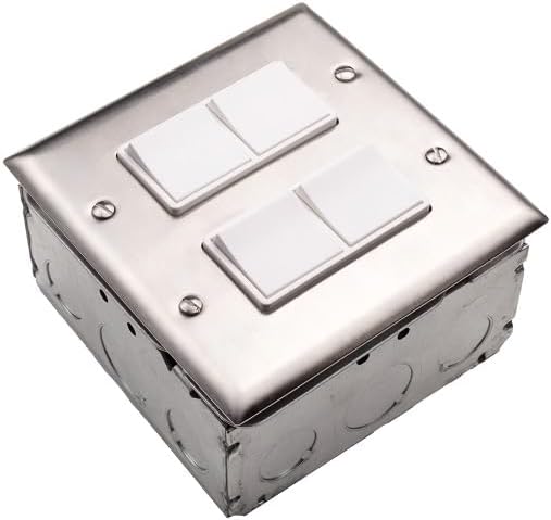 Eurofase Heating Dual Duplex Switch Wall Plate and Gang Box - 20 Amp Per Pole-Silver Finish