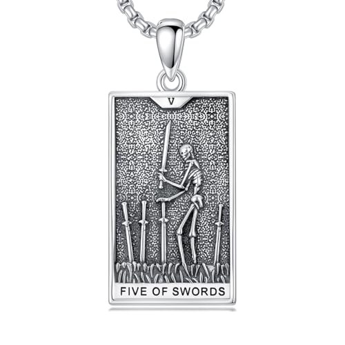 Cadeau de Noël collier carte de tarot argent 925 pour passionnés