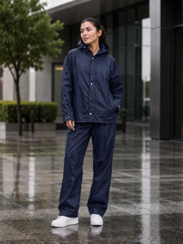 Image of GRECIILOOKS Women`s Raincoat | raincoat For women Waterproof with Hood | Rainsuit with Drawstring & heavy duty zippers | rain coat for womens with Transparent Visor