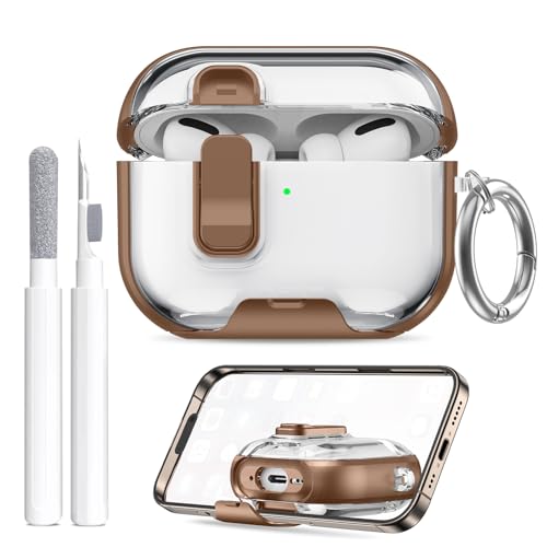 Image of for AirPods Pro 3 Case (2025) with Phone Stand & Cleaner Kit, Cute Soft Silicone Cover for AirPods Pro 3rd Genera case with Keychain for Women Men with Keychain for Airpod Pro case(2025)-Rose Gold