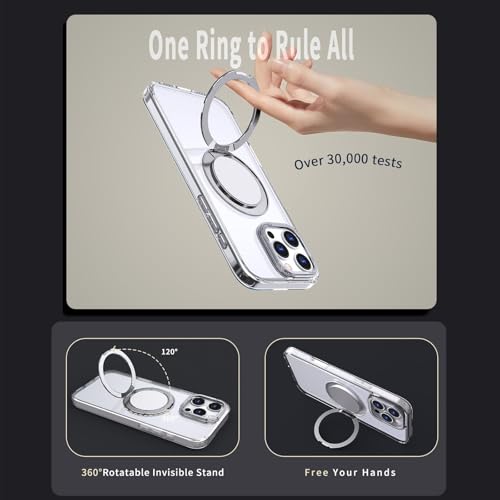 Coque iPhone 16 Pro MagSafe transparente à anneau rotatif 360 - 4