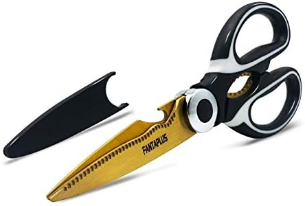 FANTAPLUS Premium Heavy Duty Kitchen Shears come with herb stripper gift. Ultra Sharp Stainless Steel shears Multi-function Kitchen Scissors for Chicken,Poultry,Fish,Meat,Vegetables,Herbs,BBQ