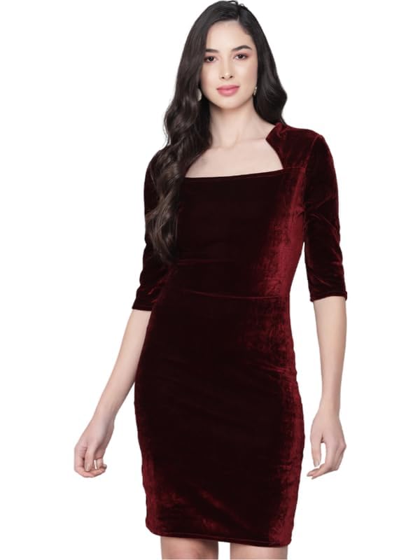 Vaararo One Piece Party Dress for Women Bodycon | Half Sleeves Shiny Velvet Stylish Outfit Vaararo One Piece Party Dress for Women Bodycon | Half Sleeves Shiny Velvet Stylish Outfit