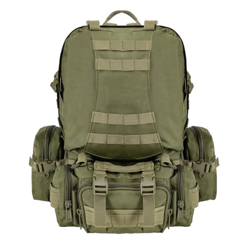 55L Mochila Masculina Viagem, Sistema Molle, Mochila de Grande Capacidade para caminhadas, acampamentos e atividade ao ar livre (Verde militar)