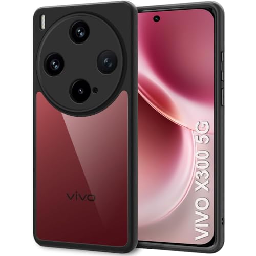 Image of TheGiftKart Hybrid Shockproof Back Cover Case for Vivo X300 5G | Camera Protection Module | Hard Back Cover for Vivo X300 5G (PC & TPU, Transparent Clear Back, Black Sides)