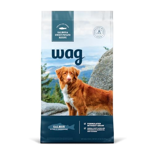 Amazon Brand – Wag Dry Dog Food Salmon & Sweet Potato, Grain Free 24 lb Bag